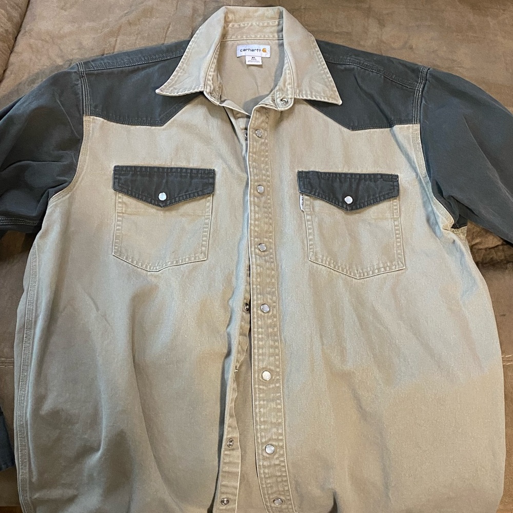 Mens carhartt pearl snap button up